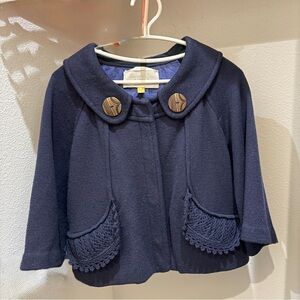 Anthropologie Leifsdottir Wool cape Jacket, 100% wool, navy blue, size XS